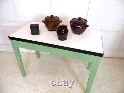 Vintage enamel topped 1950s Kitchen prep pastry table or vintage office desk