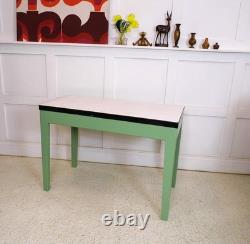 Vintage enamel topped 1950s Kitchen prep pastry table or vintage office desk