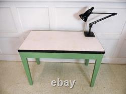 Vintage enamel topped 1950s Kitchen prep pastry table or vintage office desk