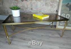 Vintage mid century Maison Jansen style brass & glass coffee table 1960/70s