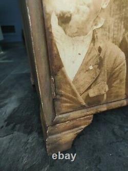 Vintage oak cabinet cupboard side table painted decoupaged