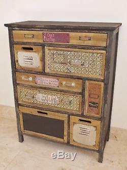 Vintage painted chest multi Colour Retro style Storage Chest cupboard sideboard