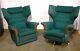 Vintage Pair Of Retro Wingback Buttoned Armchairs
