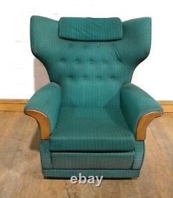 Vintage pair of retro wingback buttoned armchairs