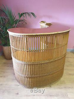 Vintage retro 50s 60s Bamboo Tiki style curved Cocktail Drinks Cabinet Home Bar