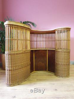 Vintage retro 50s 60s Bamboo Tiki style curved Cocktail Drinks Cabinet Home Bar