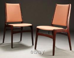 Vintage retro Danish mid century kitchen dining chairs 4 wooden mahogany 1980s