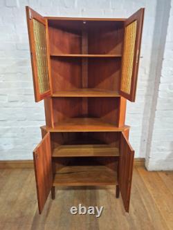 Vintage retro Danish mid century teak corner display cabinet cupboard