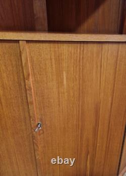 Vintage retro Danish mid century teak corner display cabinet cupboard