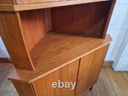 Vintage retro Danish mid century teak corner display cabinet cupboard