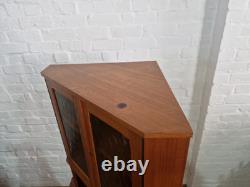 Vintage retro Danish mid century teak corner display cabinet cupboard