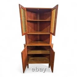 Vintage retro Danish mid century teak tall corner display cabinet cupboard