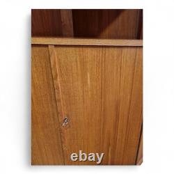 Vintage retro Danish mid century teak tall corner display cabinet cupboard