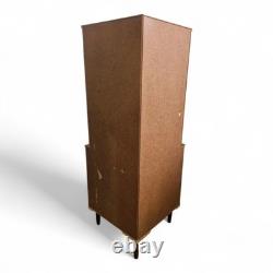 Vintage retro Danish mid century teak tall corner display cabinet cupboard