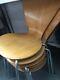 Vintage Retro Danish Style Stacking Wooden Metal Kitchen Dining Cafe Chairs X 6