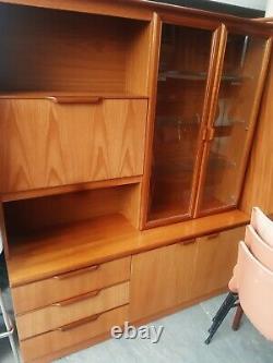 Vintage retro Mid Century wood teak book case glass display TV cabinet 60s 70s