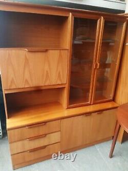 Vintage retro Mid Century wood teak book case glass display TV cabinet 60s 70s