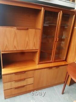 Vintage retro Mid Century wood teak book case glass display TV cabinet 60s 70s