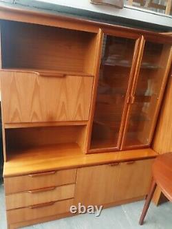 Vintage retro Mid Century wood teak book case glass display TV cabinet 60s 70s