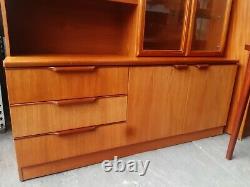 Vintage retro Mid Century wood teak book case glass display TV cabinet 60s 70s