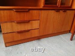 Vintage retro Mid Century wood teak book case glass display TV cabinet 60s 70s