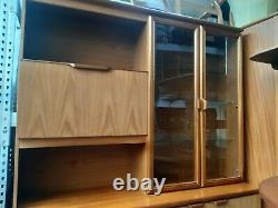 Vintage retro Mid Century wood teak book case glass display TV cabinet 60s 70s