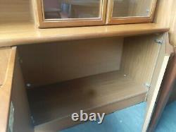 Vintage retro Mid Century wood teak book case glass display TV cabinet 60s 70s