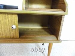 Vintage retro Telephone seat bench storage cupboard 1970s teak effect Hall seat