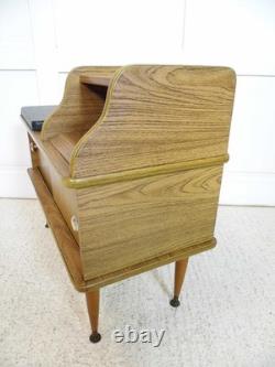 Vintage retro Telephone seat bench storage cupboard 1970s teak effect Hall seat