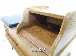 Vintage retro Telephone seat bench storage cupboard 1970s teak effect Hall seat