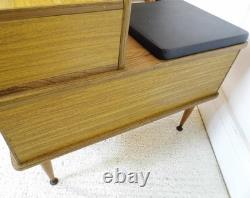 Vintage retro Telephone seat bench storage cupboard 1970s teak effect Hall seat