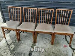 Vintage retro antique Danish mid century teak wooden kitchen dining chairs x 4