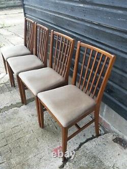 Vintage retro antique Danish mid century teak wooden kitchen dining chairs x 4