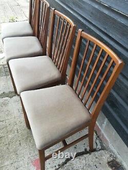 Vintage retro antique Danish mid century teak wooden kitchen dining chairs x 4