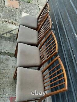 Vintage retro antique Danish mid century teak wooden kitchen dining chairs x 4