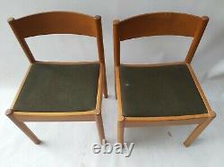 Vintage retro antique Danish mid century wooden kitchen dining chairs x2 pair