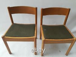 Vintage retro antique Danish mid century wooden kitchen dining chairs x2 pair