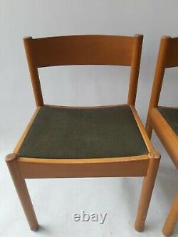 Vintage retro antique Danish mid century wooden kitchen dining chairs x2 pair