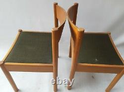 Vintage retro antique Danish mid century wooden kitchen dining chairs x2 pair