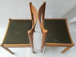 Vintage retro antique Danish mid century wooden kitchen dining chairs x2 pair