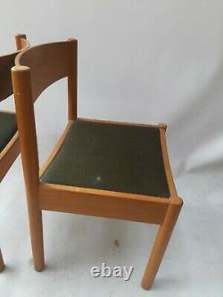 Vintage retro antique Danish mid century wooden kitchen dining chairs x2 pair