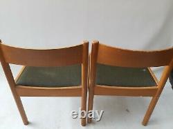 Vintage retro antique Danish mid century wooden kitchen dining chairs x2 pair