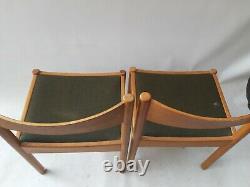 Vintage retro antique Danish mid century wooden kitchen dining chairs x2 pair