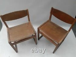 Vintage retro antique Danish mid century wooden kitchen dining chairs x 2 pair