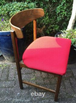 Vintage retro antique Danish red teak curved wood kitchen dining office chair x2