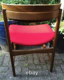 Vintage retro antique Danish red teak curved wood kitchen dining office chair x2