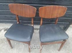 Vintage retro antique mid century black teak kitchen desk dining chair x 2