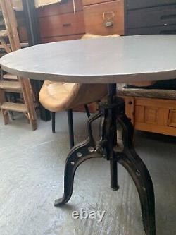 Vintage retro antique mid century wooden industrial round pub kitchen cafe table