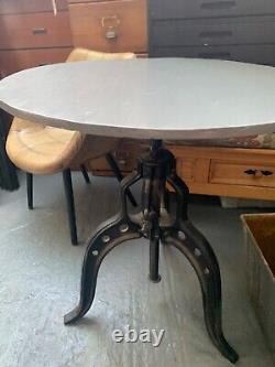 Vintage retro antique mid century wooden industrial round pub kitchen cafe table