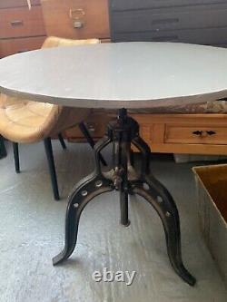 Vintage retro antique mid century wooden industrial round pub kitchen cafe table